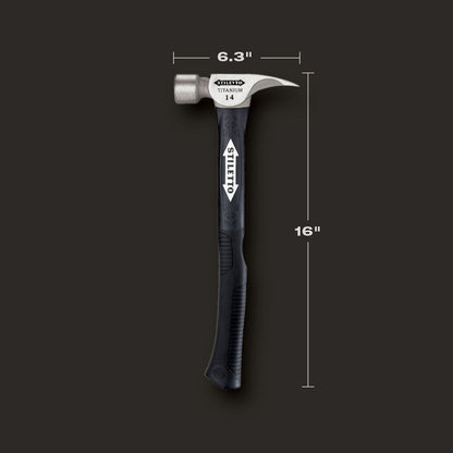 Stiletto TI14MC-F 14oz Titanium Milled Face Framing Hammer with 16 inch Curved Fibreglass Handle