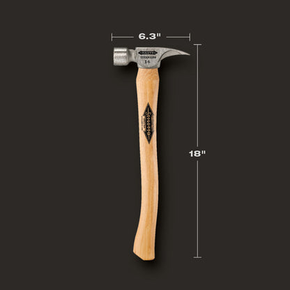 Stiletto TI14SC 14oz Titanium Smooth Face Framing Hammer with 18 inch Curved Hickory Handle