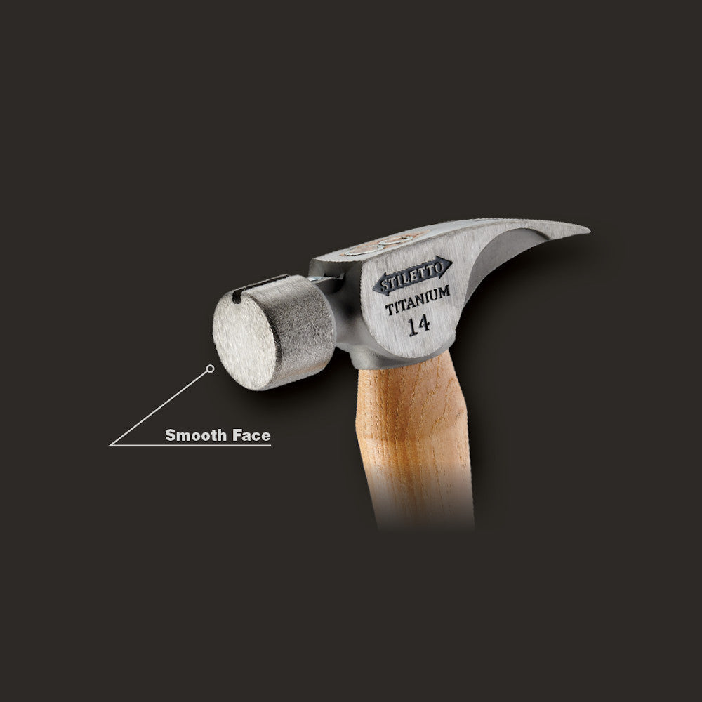 Stiletto TI14SC 14oz Titanium Smooth Face Framing Hammer with 18 inch Curved Hickory Handle