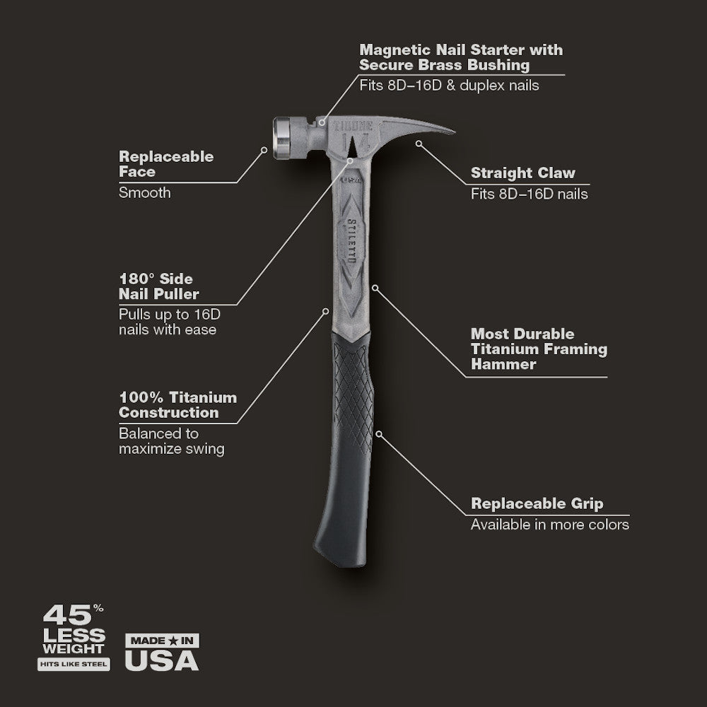Stiletto TIB14RSC 14oz Titanium Smooth Face Framing Hammer