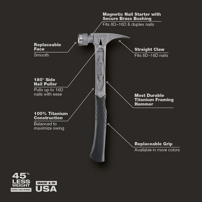 Stiletto TIB14RSC 14oz Titanium Smooth Face Framing Hammer