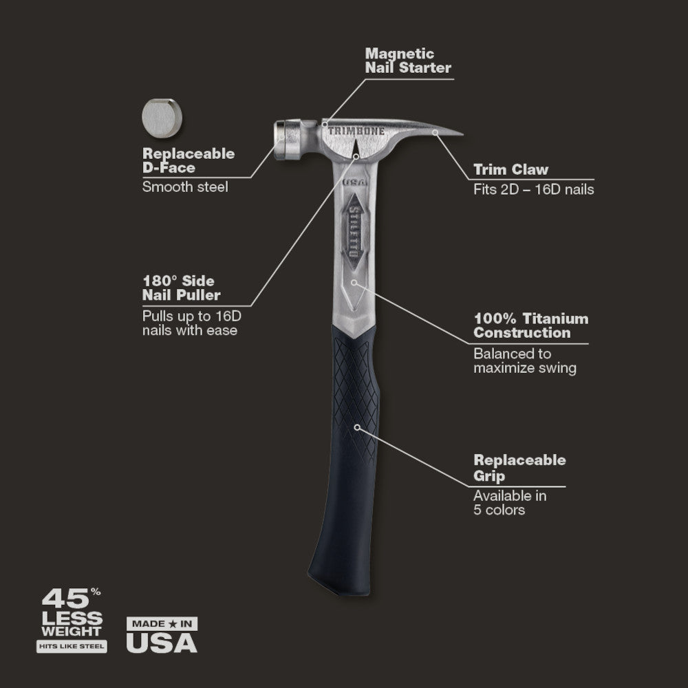Stiletto TRMB TRIMBONE 10oz Titanium Finish Hammer