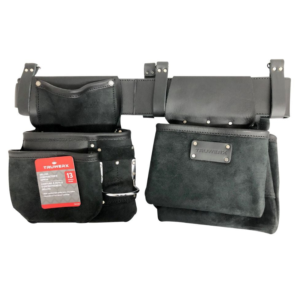 Truwerx 10188 Deluxe 9-Pocket Leather Contractor's Apron