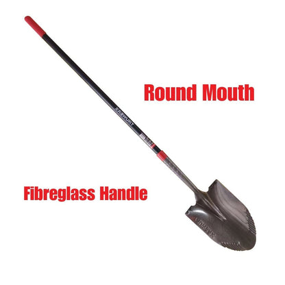 Truwerx 10202 Round Mouth Shovel with Serrated Edge and Long Fibreglass Handle