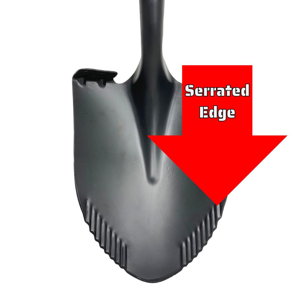 Truwerx 10202 Round Mouth Shovel with Serrated Edge and Long Fibreglass Handle