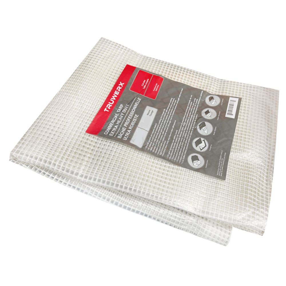 Truwerx 10904 8 ft. x 10 ft. 10mil 170GSM Commercial Extra Heavy-Duty Tarp - Clear