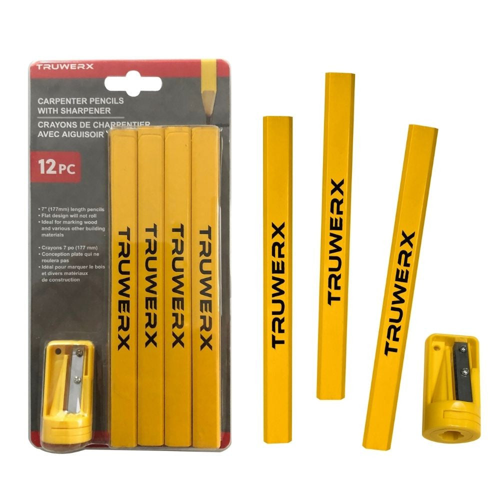Truwerx 20106 12pc Carpenter Pencils with Sharpener Set