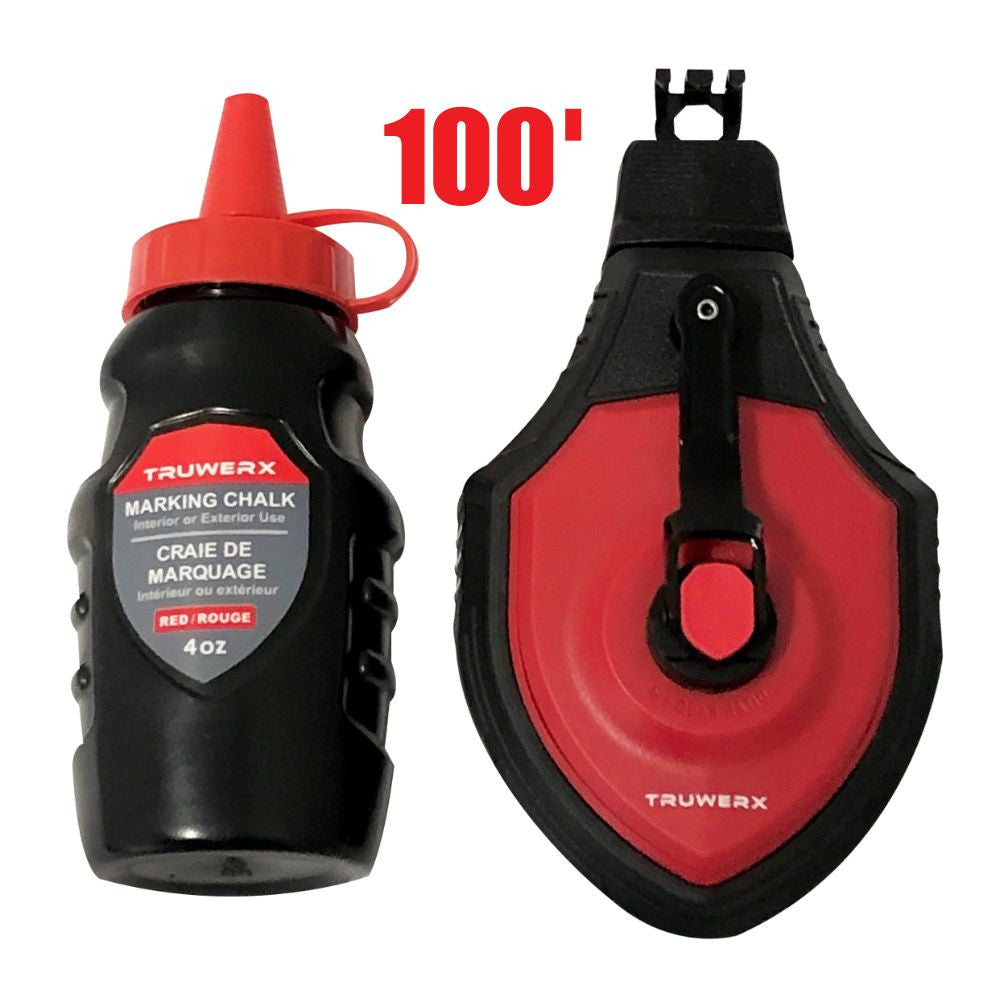 Truwerx 29032 3pc 100 ft 6:1 Chalk Line Reel Kit