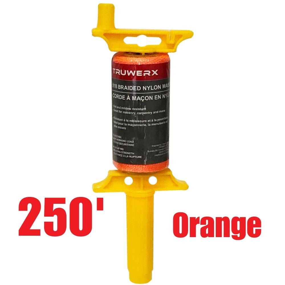 Truwerx 29036 250 ft. #18 Braided Nylon Mason Line with Reel - Orange