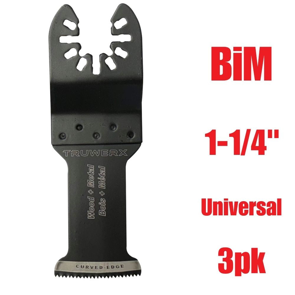 Truwerx 44038 1-1/4 Inch Bi-Metal Curved Edge Flush Cut Universal Oscillating Multi Tool Blades - 3pk