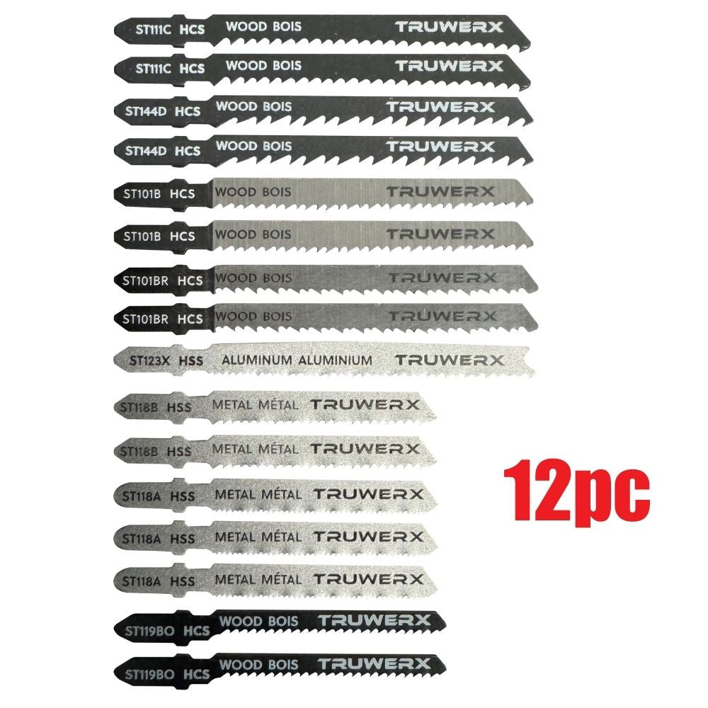 Truwerx 44260 16pc HCS / HSS T-Shank Jig Saw Blade Set