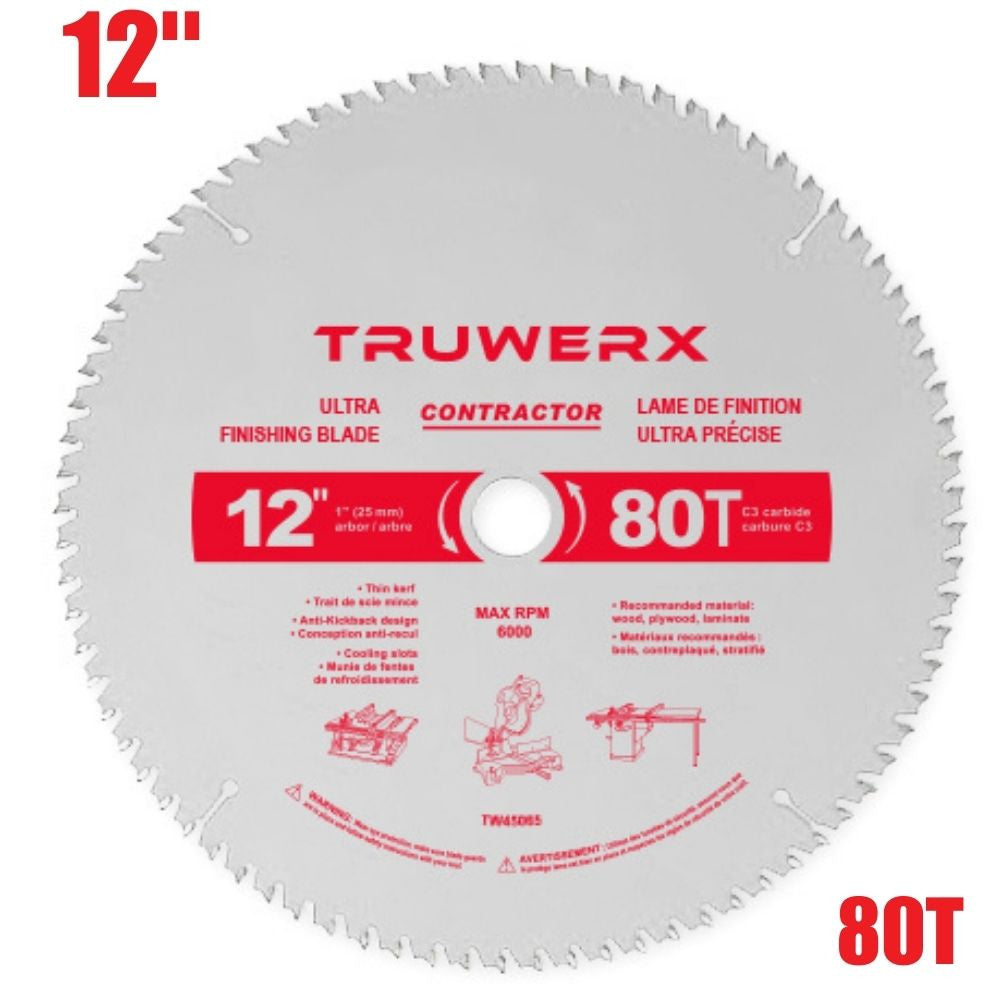 Truwerx 45065 12 Inch x 80T Ultra Finishing Circular Saw Blade