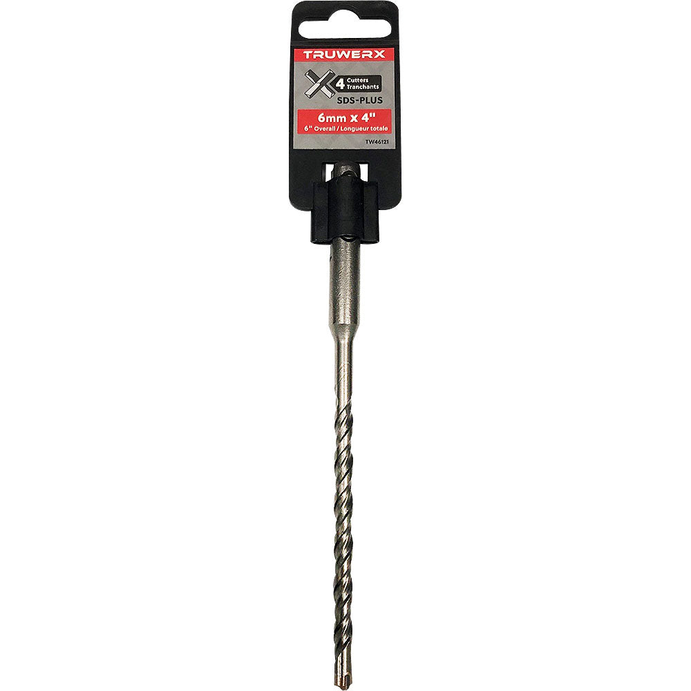 Truwerx 6mm x 4in x 6in SDS-Plus 4-Cutter Rotary Hammer Drill Bit