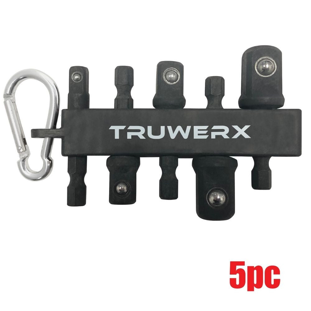Truwerx 51016 5pc Impact Driver Socket Adapter Set with Carabiner
