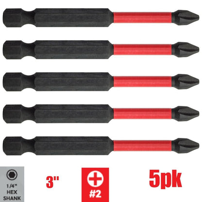 Truwerx 51023 #2 Square x 3-Inch Impact Driver Bit - 5pk