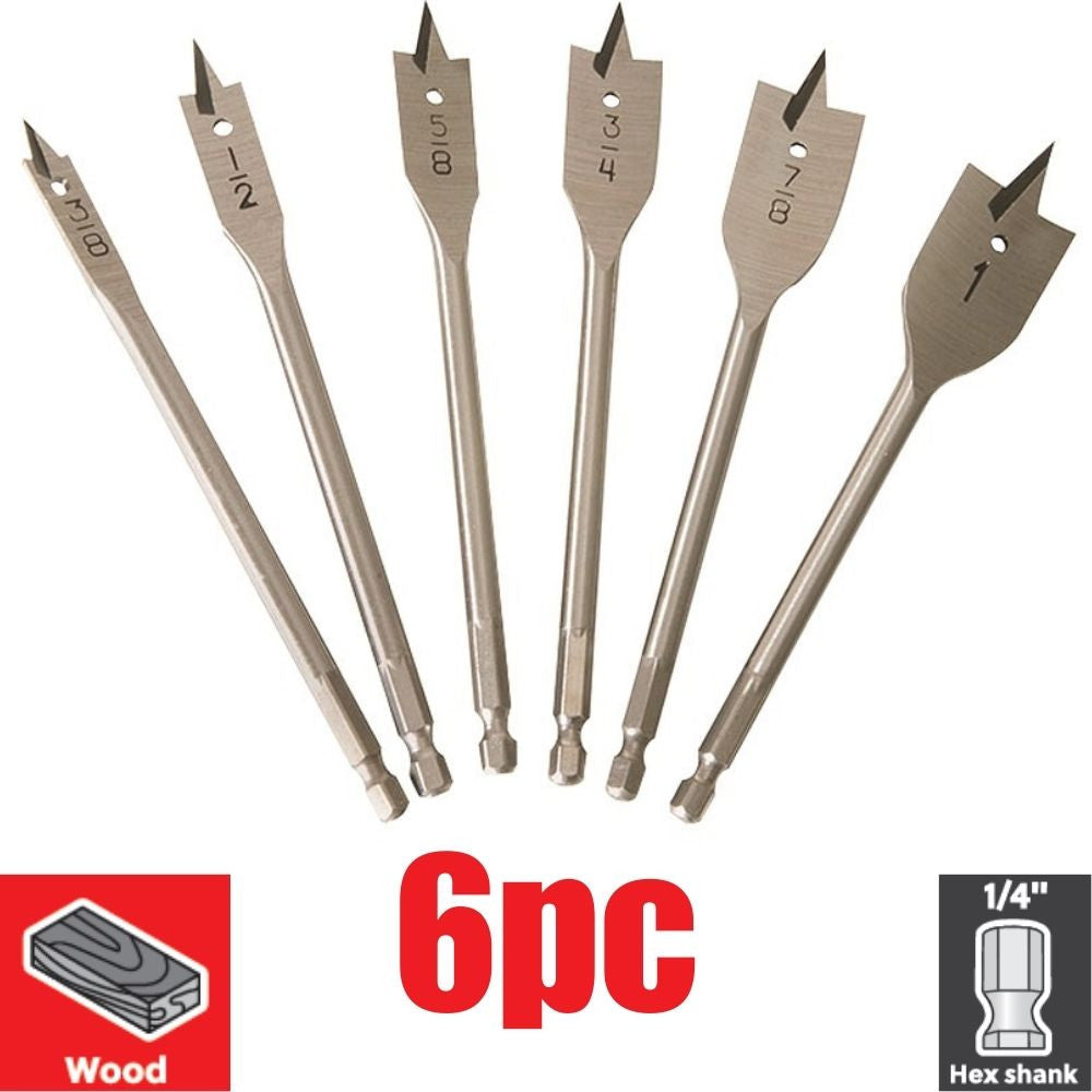 Truwerx 52500 6-piece Spade Drill Bit for Wood Set