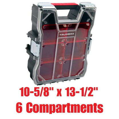 Truwerx 60014 10-5/8 inch x 13-1/2 inch  6 Compartment Parts Organizer