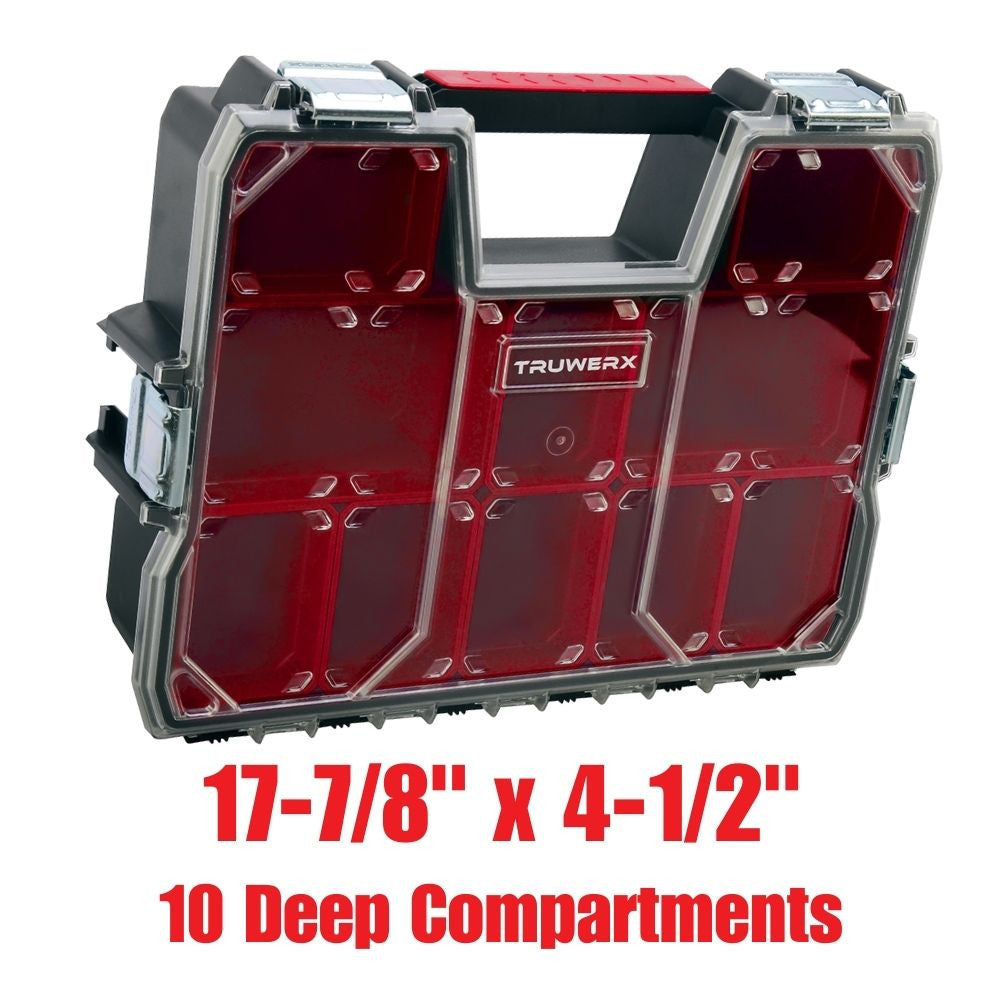 Truwerx 60018 17-7/8 inch x 4-1/2 inch x 14 inch 10 Deep Compartment Parts Organizer