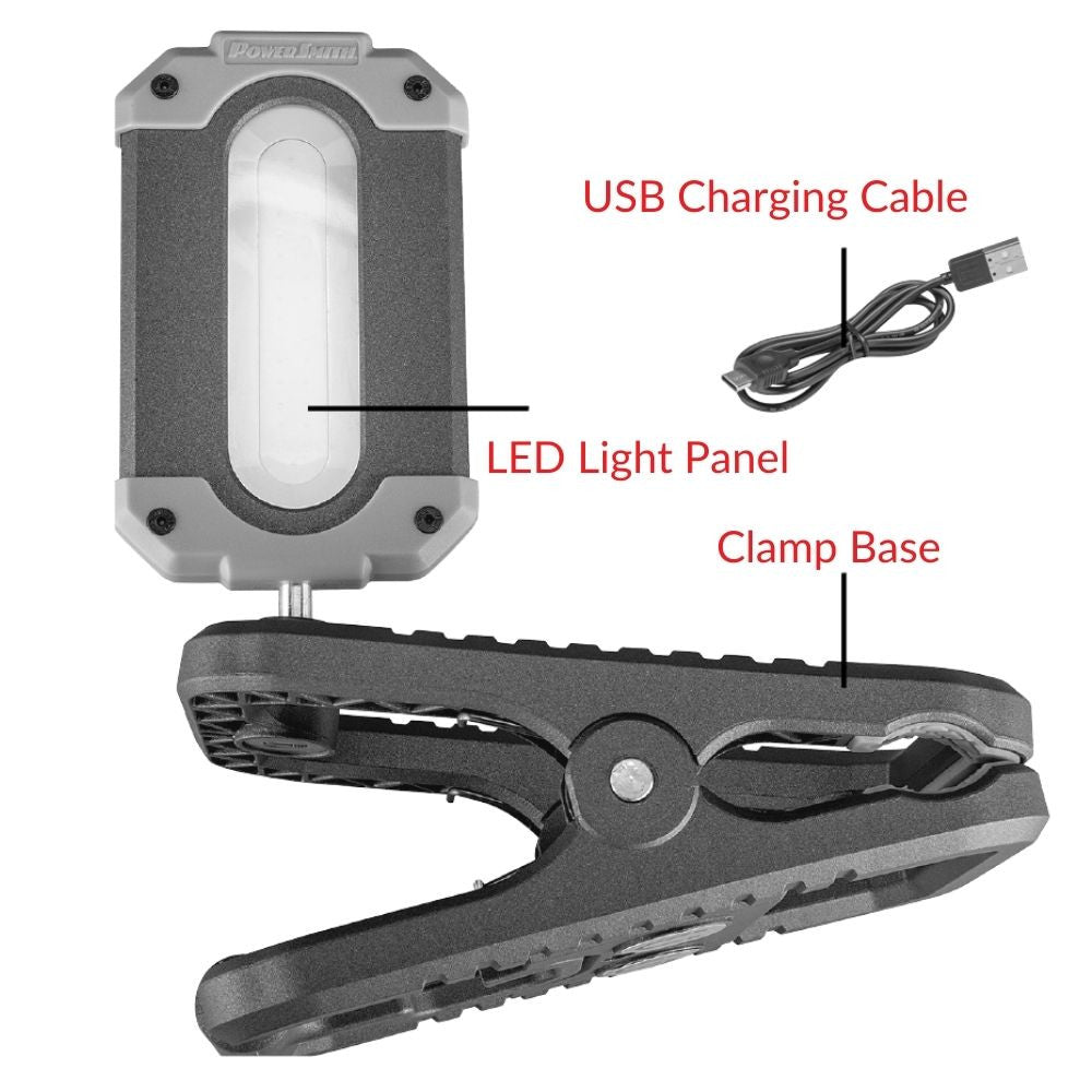 Truwerx 80162 10W 1000 Lumen Rechargeable LED Clamp Light includes