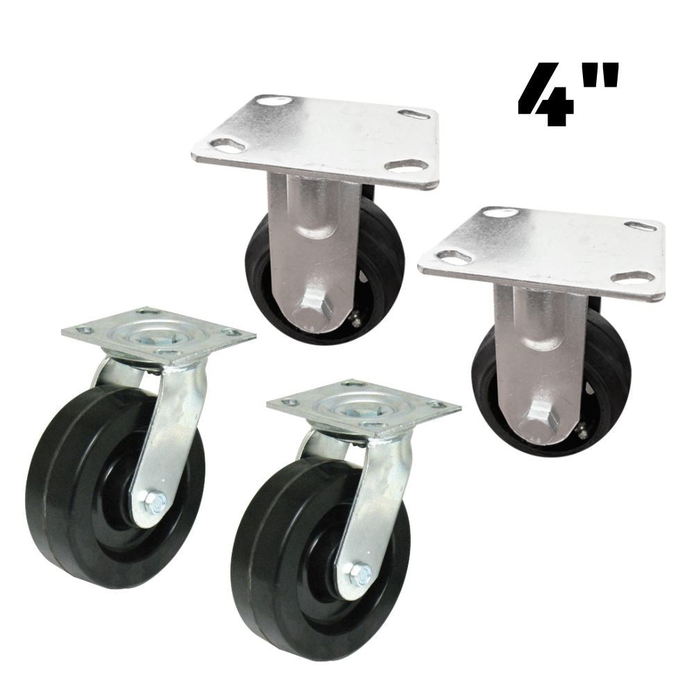 Truwerx 86310 4pc 4 Inch Industrial Rubber Caster Wheel Set for Storage Boxes