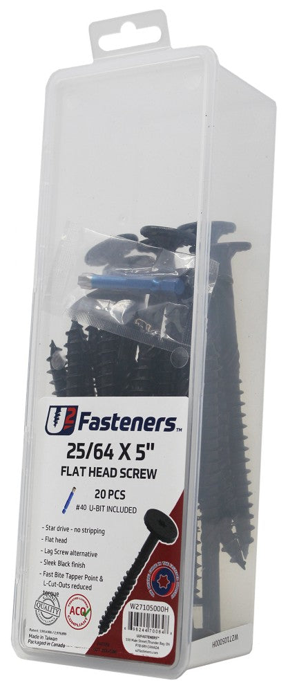 U2 Fasteners Black Wood Screws 25/64 x 5in - 20pk