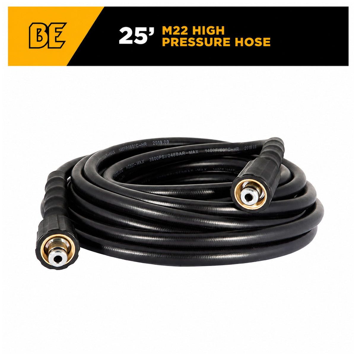 BE 25-foot M22 pressure washer hose alternate product view