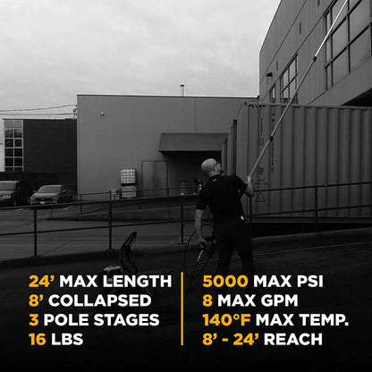 BE 24' Extended Reach Telescoping Pressure Washer Wand