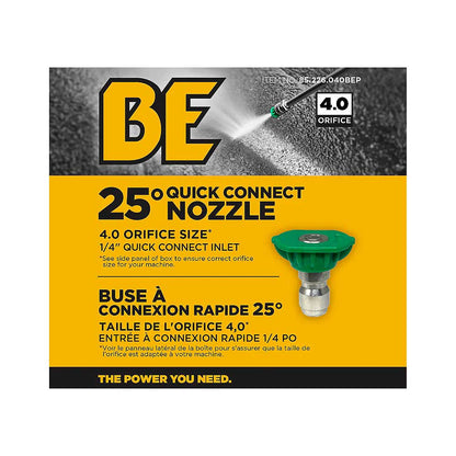 BE 25° 040 Quick Connect Pressure Washer Nozzle Spray Tip