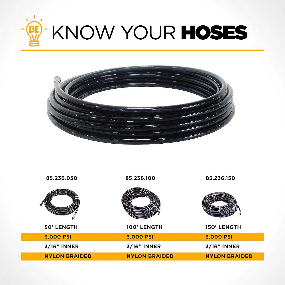 BE 50' x 3/16in 3000 PSI Drain & Sewer Jetting Cleaning Hose