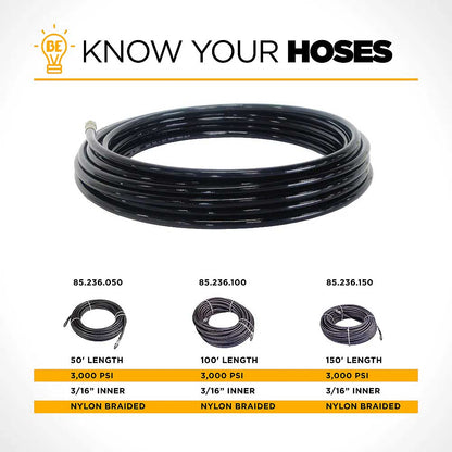 BE 50' x 3/16in 3000 PSI Drain & Sewer Jetting Cleaning Hose