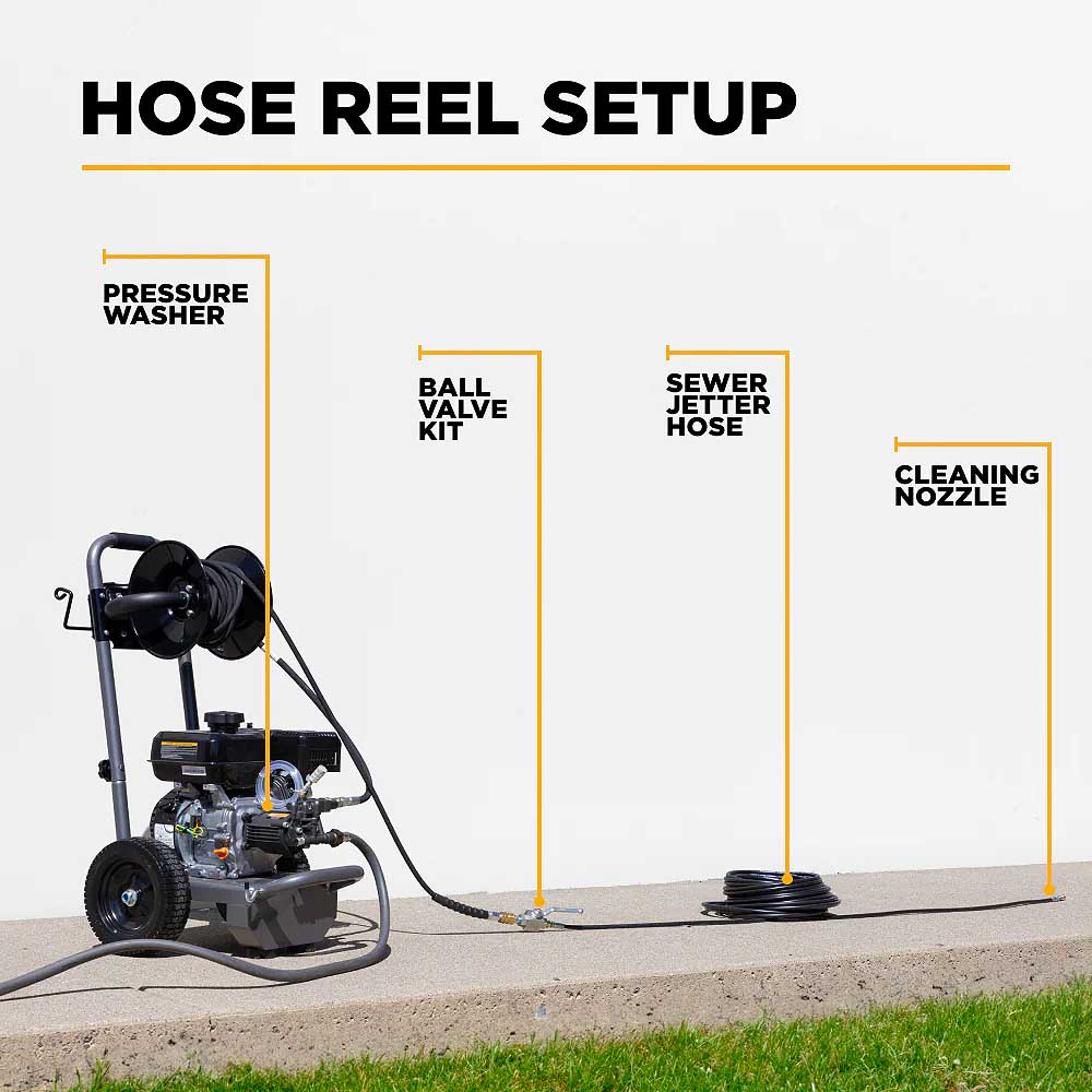 BE 50' x 3/16in 3000 PSI Drain & Sewer Jetting Cleaning Hose