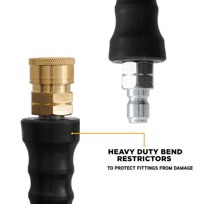 BE 50' x 3/8in 4500 PSI Pressure Washer Quick-Connect Rubber Hose