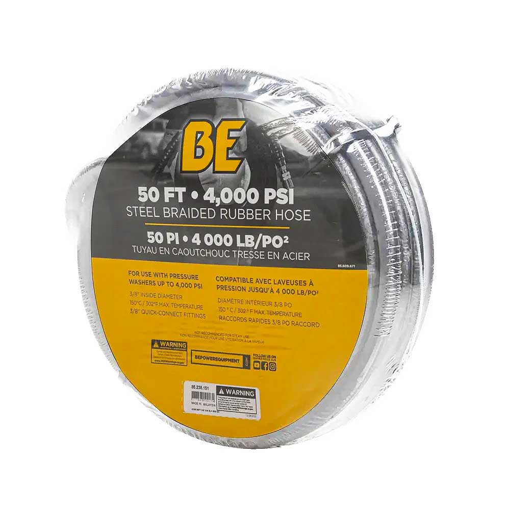 BE 50' 4000 PSI 3/8in Non Marking Rubber Hose