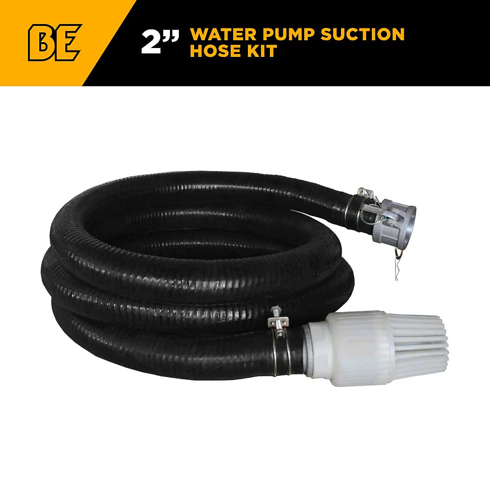 BE 12' x 2in Suction Hose Kit for Water Pumps