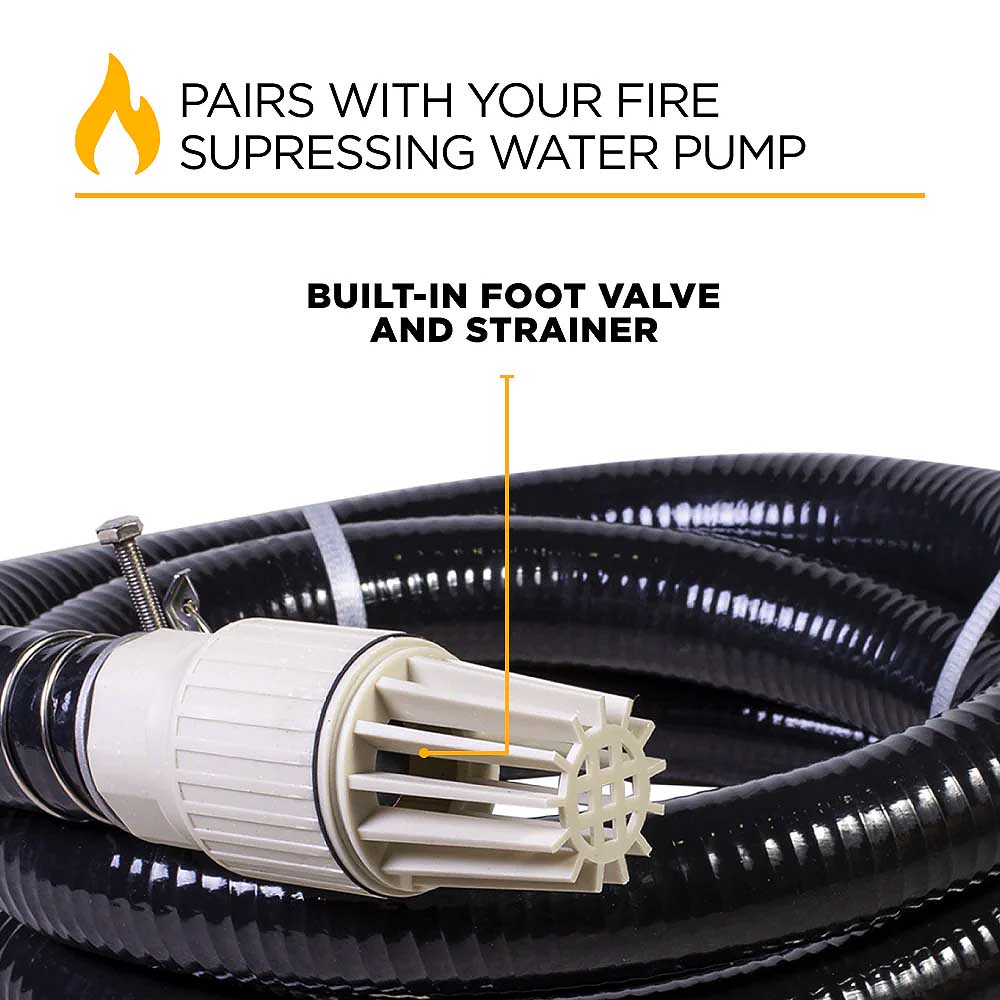BE 12' x 2in Suction Hose Kit for Water Pumps