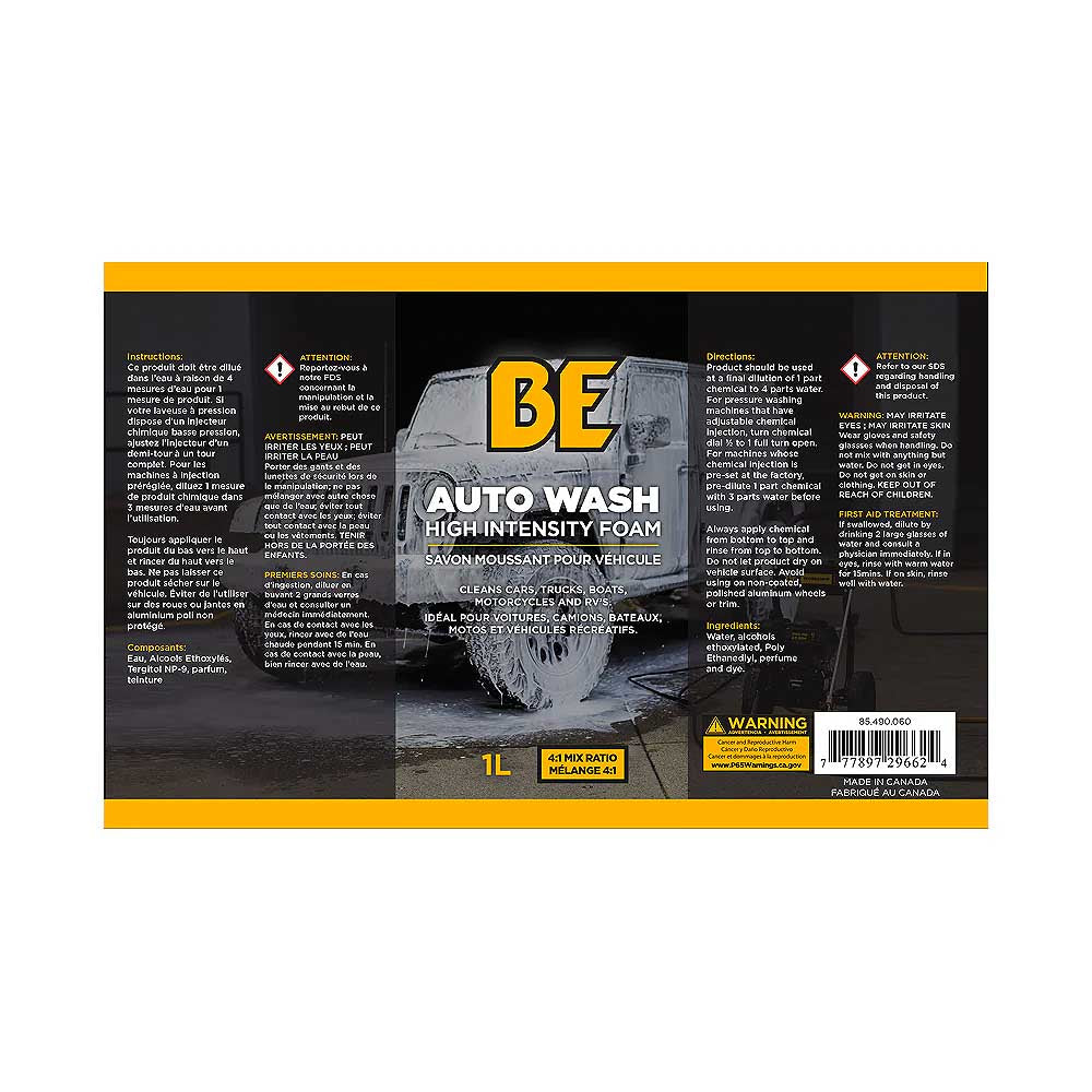 BE 1Ltr High Foam Auto Wash Detergent