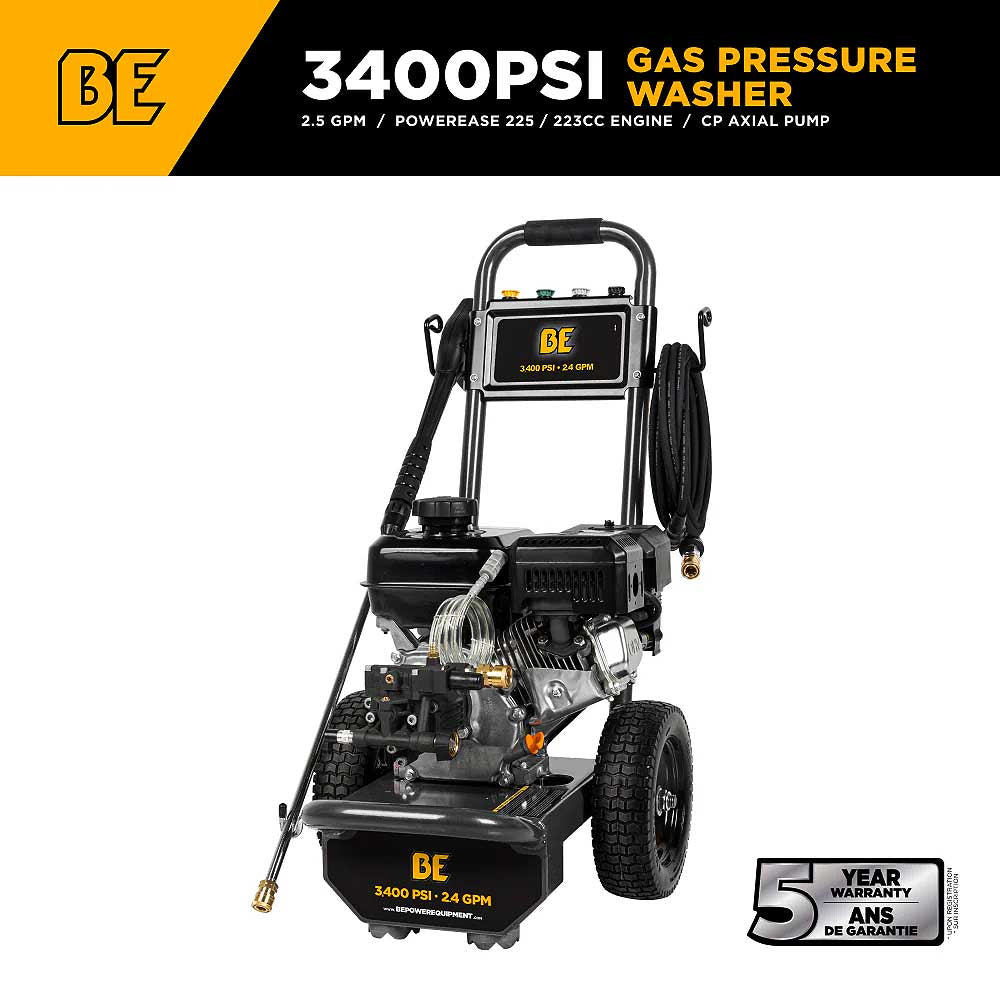 BE B3475PX 3400 PSI 2.5 GPM Cold Water Gas Pressure Washer