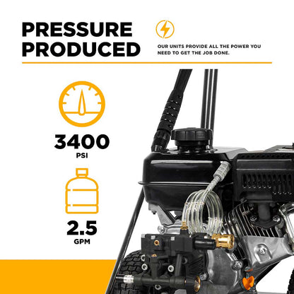 BE B3475PX 3400 PSI 2.5 GPM Cold Water Gas Pressure Washer