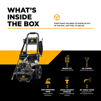 BE B3475PX 3400 PSI 2.5 GPM Cold Water Gas Pressure Washer