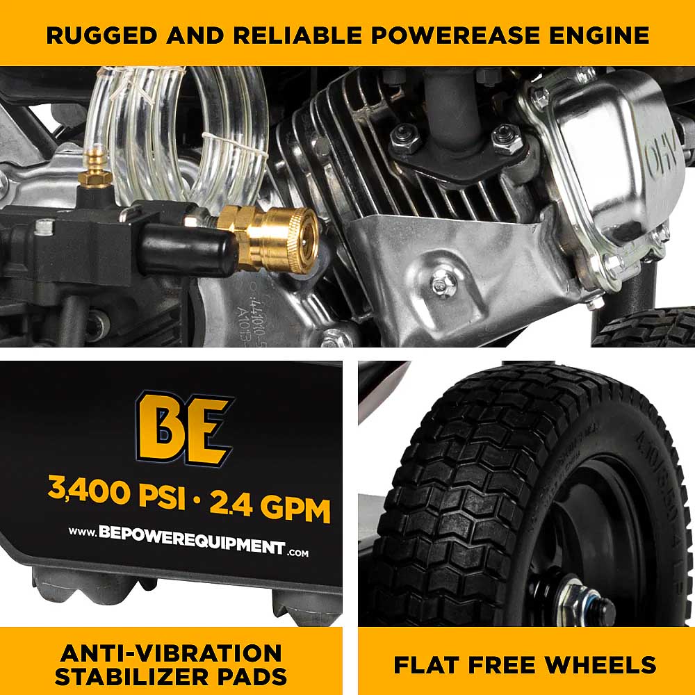 BE B3475PX 3400 PSI 2.5 GPM Cold Water Gas Pressure Washer