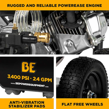 BE B3475PX 3400 PSI 2.5 GPM Cold Water Gas Pressure Washer