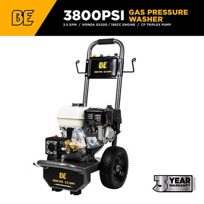 BE B3865HA 3800 PSI 2.5 GPM Cold Water Gas Pressure Washer
