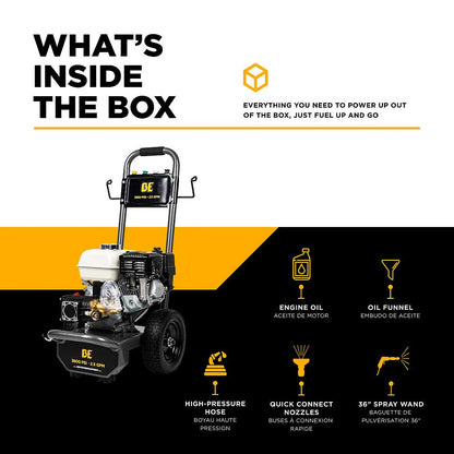 BE B3865HA 3800 PSI 2.5 GPM Cold Water Gas Pressure Washer