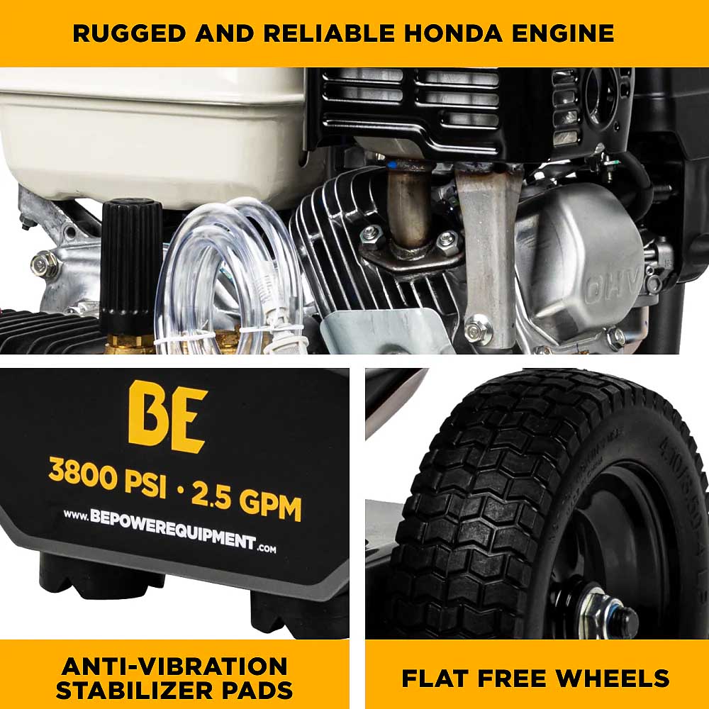 BE B3865HA 3800 PSI 2.5 GPM Cold Water Gas Pressure Washer