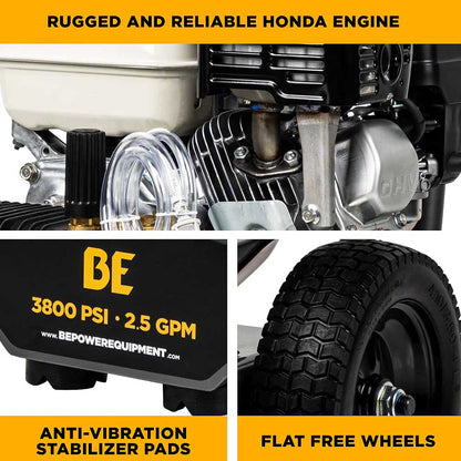 BE B3865HA 3800 PSI 2.5 GPM Cold Water Gas Pressure Washer