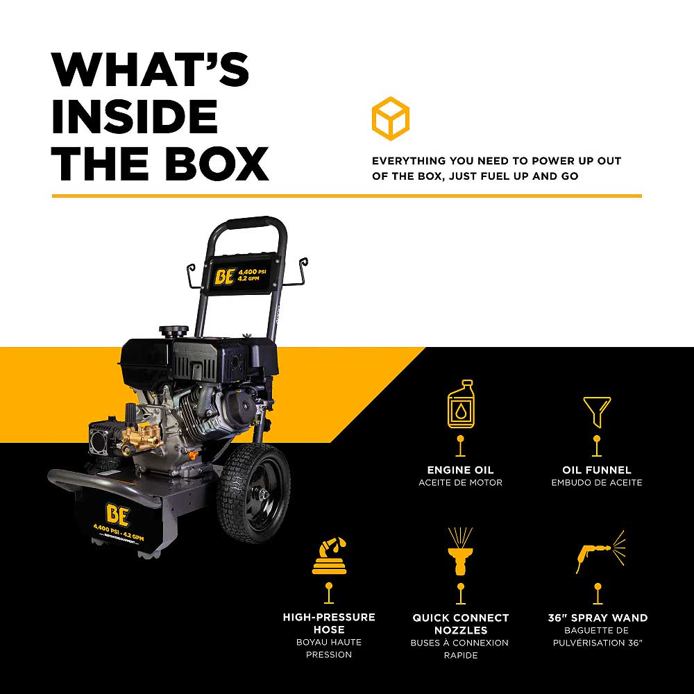BE B4415PA 4400 PSI 4.2 GPM Gas Pressure Washer Cold Water