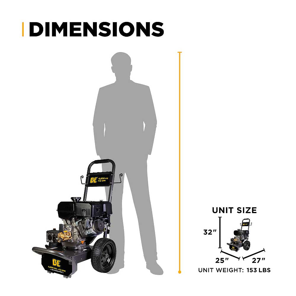 BE B4415PA 4400 PSI 4.2 GPM Gas Pressure Washer Cold Water