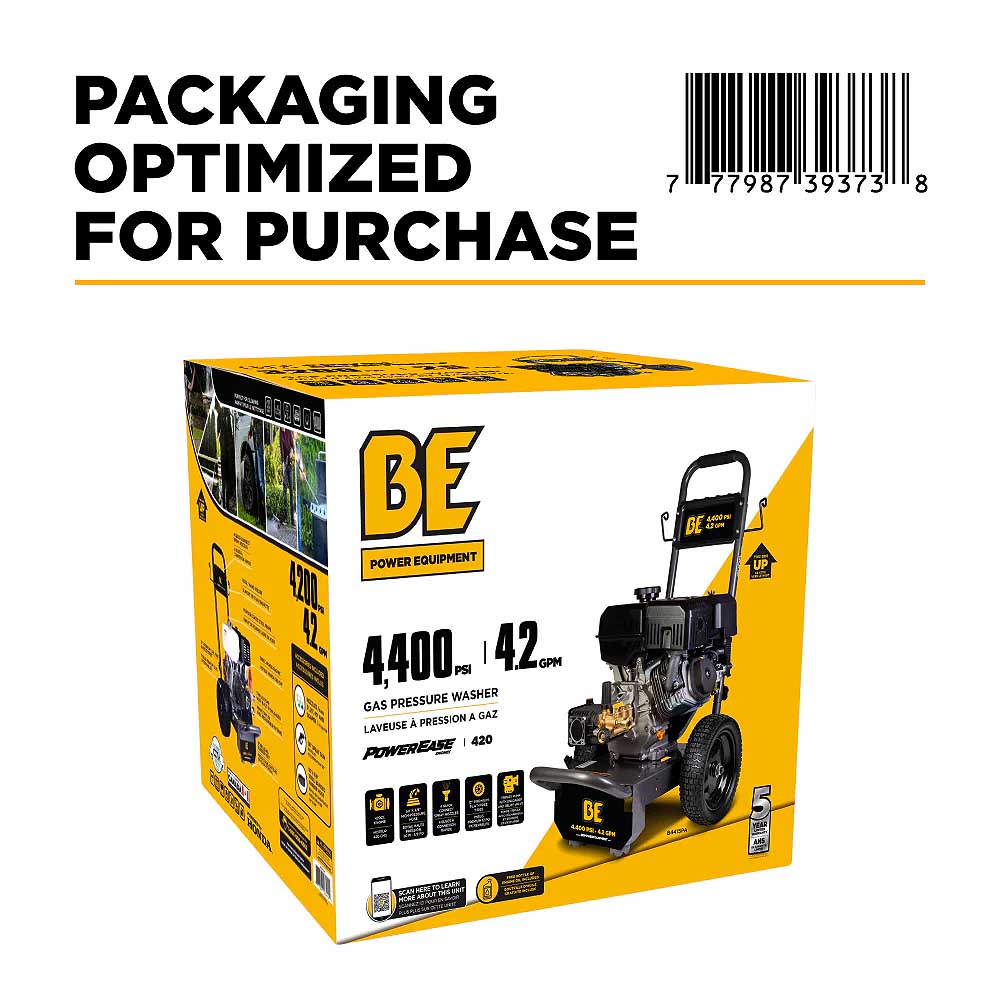BE B4415PA 4400 PSI 4.2 GPM Gas Pressure Washer Cold Water
