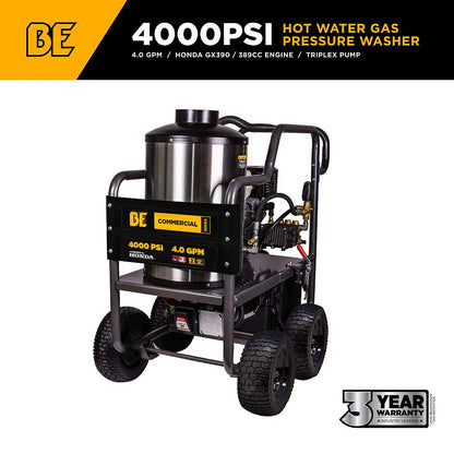 BE HW4013HG 4200 PSI 4.2 GPM Hot Water Gas Pressure Washer
