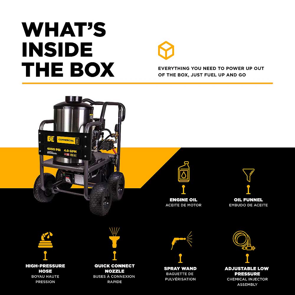 BE HW4013HG 4200 PSI 4.2 GPM Hot Water Gas Pressure Washer